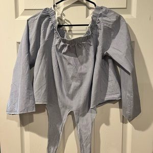 Cropped checkered front knot shirt